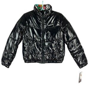 Members Only x Looney Tunes Women Black Puffer Jacket M Looney Tunes Lining NWT